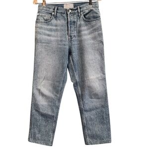 Everlane Women's Button fly Light Wash High Waist Crop Straight Jeans 26 Cheeky